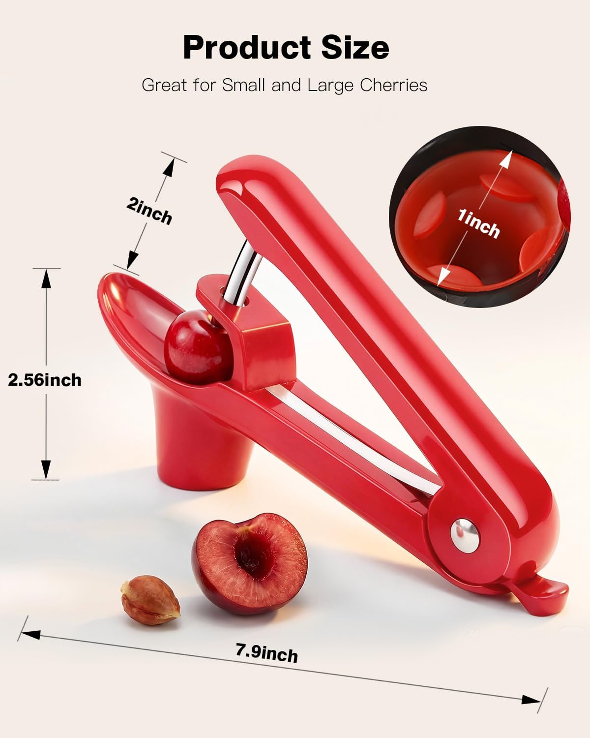 Cherry Pitter, Cherry Pit Remover Tool Cherries Corer Pitter with Hand-held Push, Olive Seed remover stones with lock design, Durable Cherries seed Corer for Cherry Jam -Black
