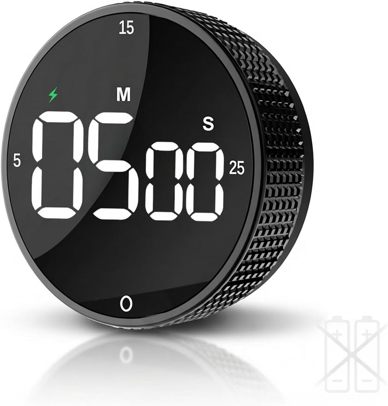 Rechargeable Magnetic Kitchen Timer, LED Countdown/Count-Up Timer, Supports USB-C Charging, with Loud Alarm, 3 Preset Quick Times (5/15/25m), Perfect for Kitchen Cooking, Studying, and Fitness