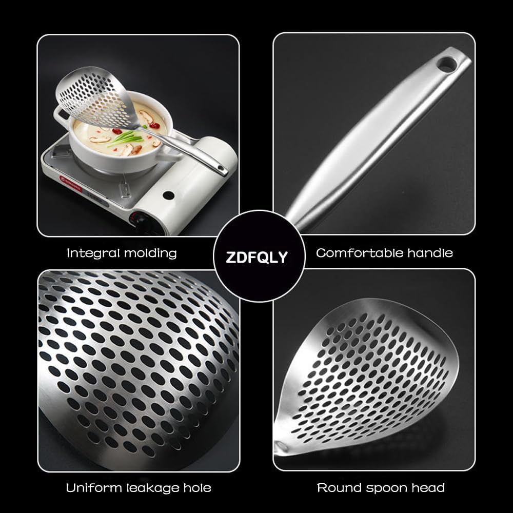 Extra Large Skimmer Slotted Spoon, 304 Stainless Steel Spider Strainer Spoon for Cooking and Frying, Pasta Strainer, Restaurant or Kitchen Tools