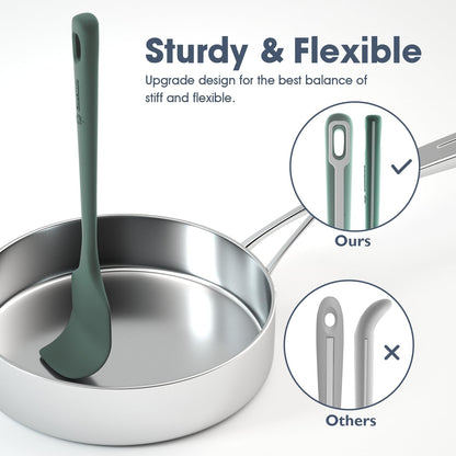 ChefAide 5 Pieces Silicone Spatula Set, Food Grade Rubber Spatula, Upgrade Strong Handle with Ergonomic Grip, Heat Resistant Up to 600°F for Nonstick Cookware, Cooking