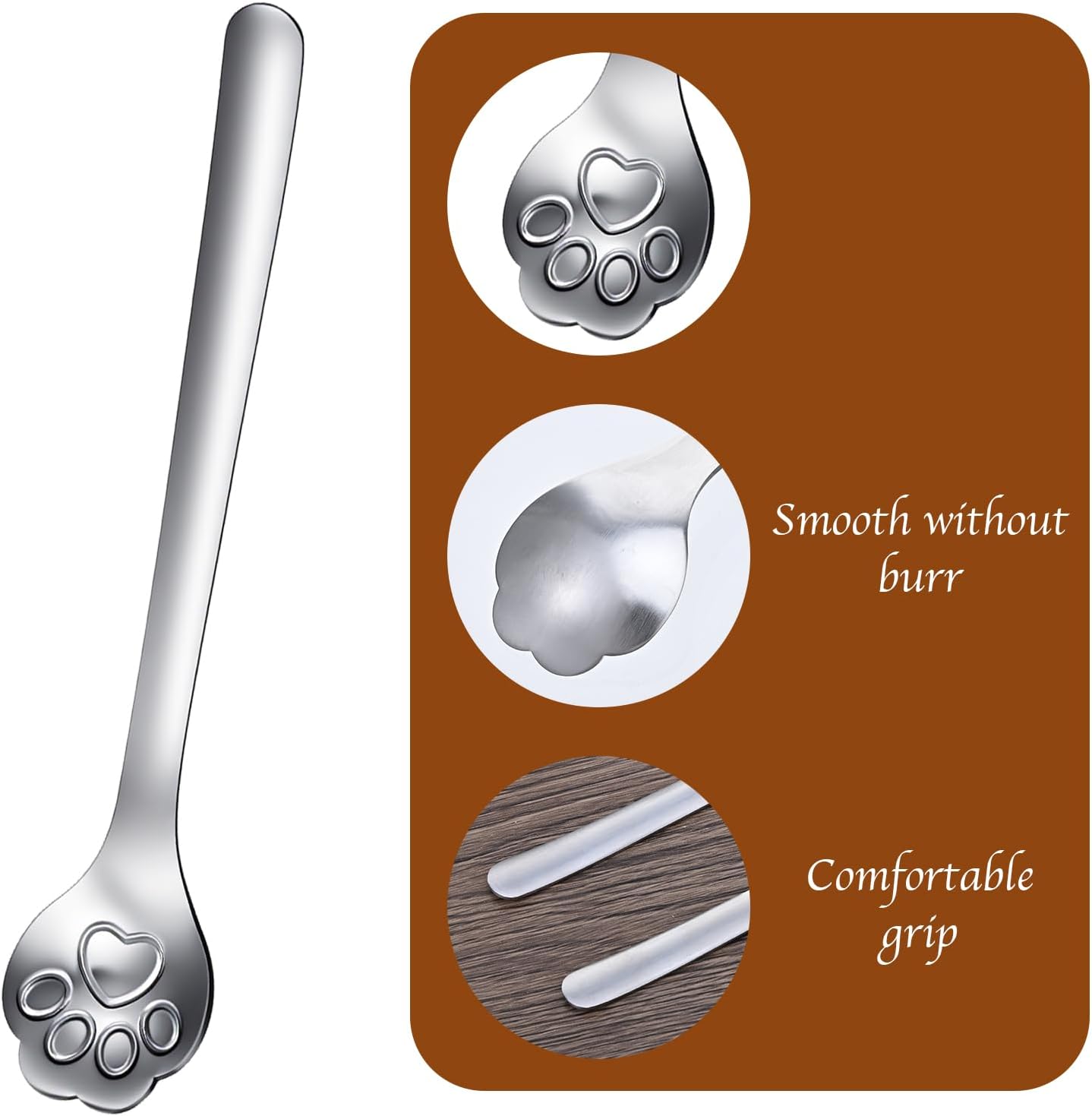 4Pcs Coffee Spoons, Ymapinc Cute Cat Paw Spoon Set, 5.9 Inch Unique Siver Stirring Spoons Set for Coffee Milk Drink Cooking Utensils Accessories