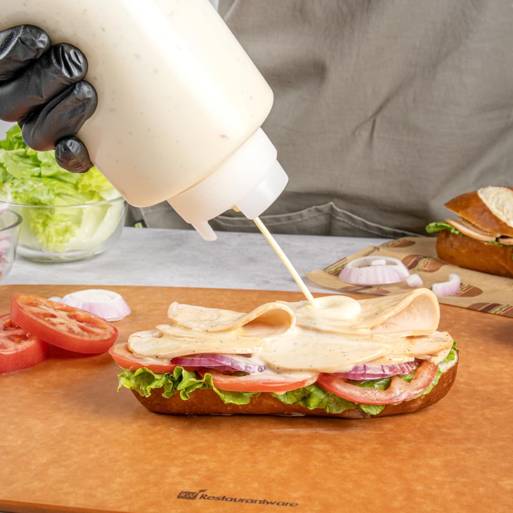 Restaurantware 16oz. FIFO Inverted Plastic Squeeze Bottle with Refill and Dispensing Lids - First In First Out - Perfect for Restaurants Catering and Food Trucks - 1ct box