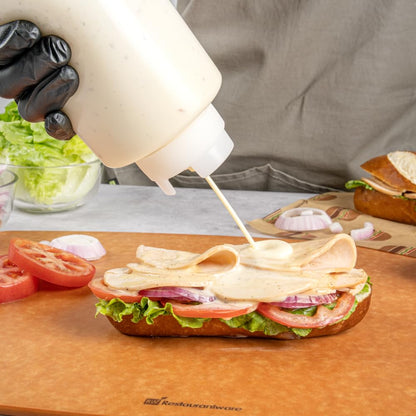 Restaurantware 16oz. FIFO Inverted Plastic Squeeze Bottle with Refill and Dispensing Lids - First In First Out - Perfect for Restaurants Catering and Food Trucks - 1ct box