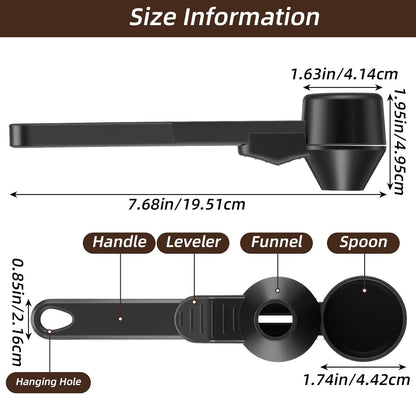 Sibba 2-in-1 Coffee Scoop & Funnel for Refillable Ground Coffee Pods Reusable K Cups Precise Measuring Scoop, Coffees Measuring Scoops with Funnel Tablespoon for Protein Milk Powder, Tea (Black)