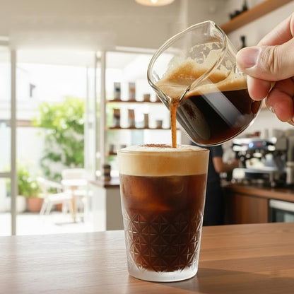 Espresso Shot Cups Set of 2, 4 OZ glass measuring cup, coffee bar essentials, Milk Cup with Handle, Espresso Accessories for Machine