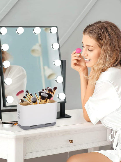 GFWARE Toothbrush Holders for Bathrooms, 5 Slots Bamboo Toothbrush Holder Kids Electric Toothbrush Holder and Toothpaste Holder for Bathroom Countertop Accessories Storage, Marble Toothbrush Organizer