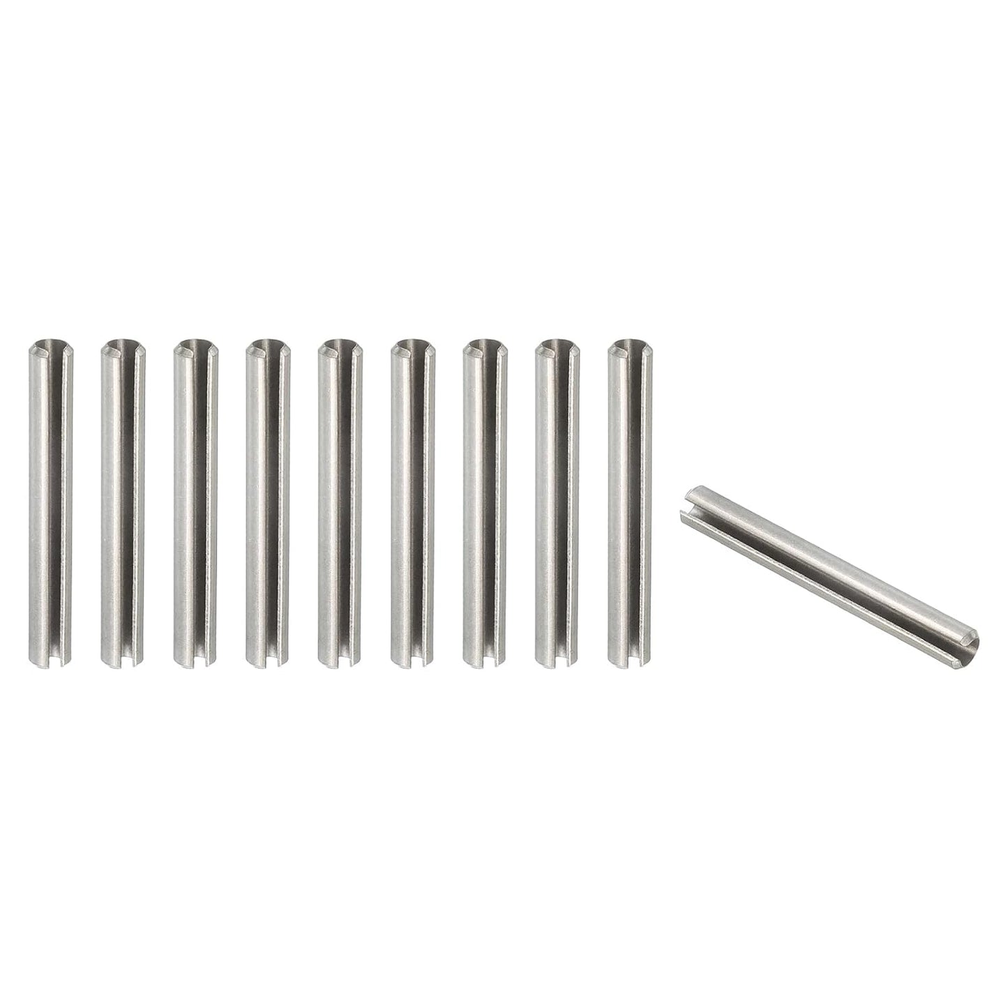 PATIKIL Slotted Spring Pin, 50 Pcs 1/8" x 3/4" (3.2mm x 20mm) 304 Stainless Steel Split Roll Pins Spring Dowel for Home Improvement Automotive Machine Repair, Silver - Colors A