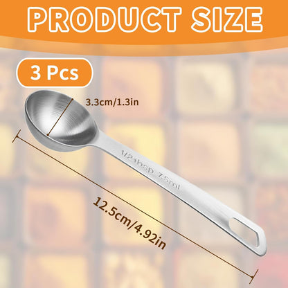 3 Pcs Stainless Steel Measuring Spoons – 5ml/1 Tsp Short Handle Scoops for Baking, Liquid Ingredients & Tea, Soup & Kitchen Cooking