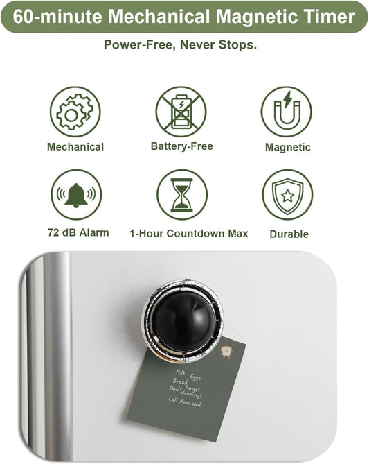 Kitchen Timer for Cooking, 60 Minutes Mechanical Timer - No Batteries Required, Stainless Steel Egg-Shape Cute Countdown Clock for Cooking, Learning, Exercises, Gaming