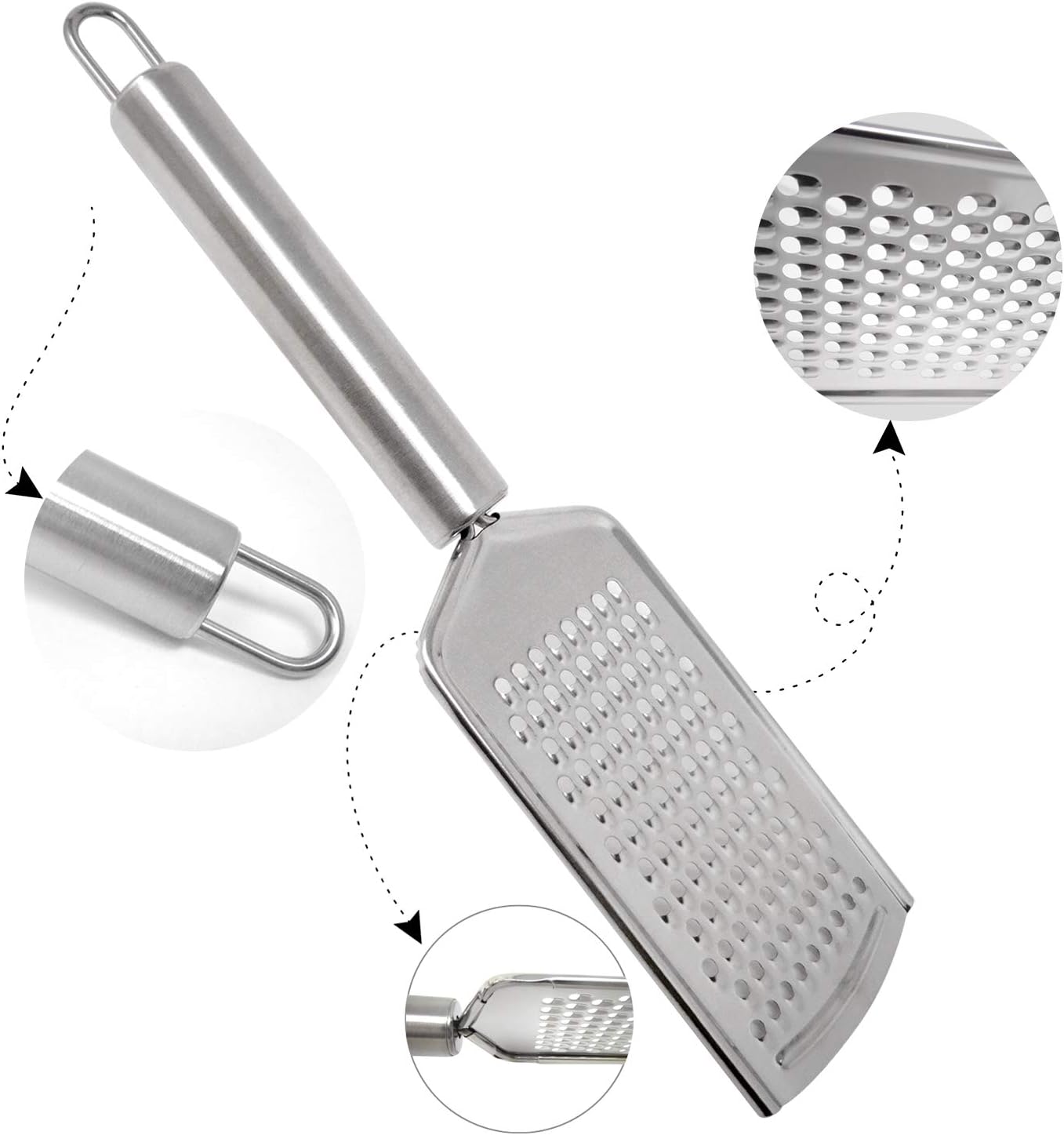 Honbay 1PCS Stainless Steel Cheese Grater Lemon Zester with Handle for Vegetables Lemon Cheese Chocolate
