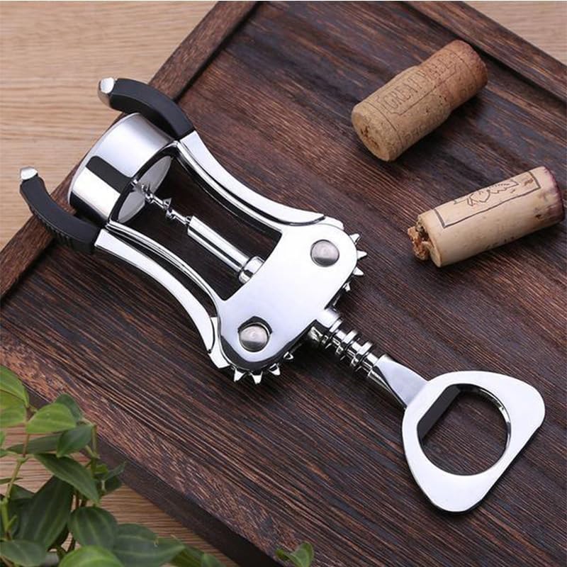 Wing Corkscrew Wine Opener, Zinc Alloy Heavy-Duty Cork Extractor, Multi-Functional Bottle Opener for Wine Enthusiasts, Kitchen, Bar & Home Use