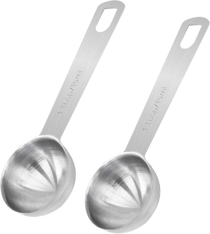 2Pcs 2/3 Tablespoon (2/3 Tbsp | 2 Tsp | 10 Ml | 10 Cc) Stainless Steel Measuring Spoons, 2 Teaspoon Metal Single Measuring Spoon for Measuring Coffee Powder, Grains and Loose Tea