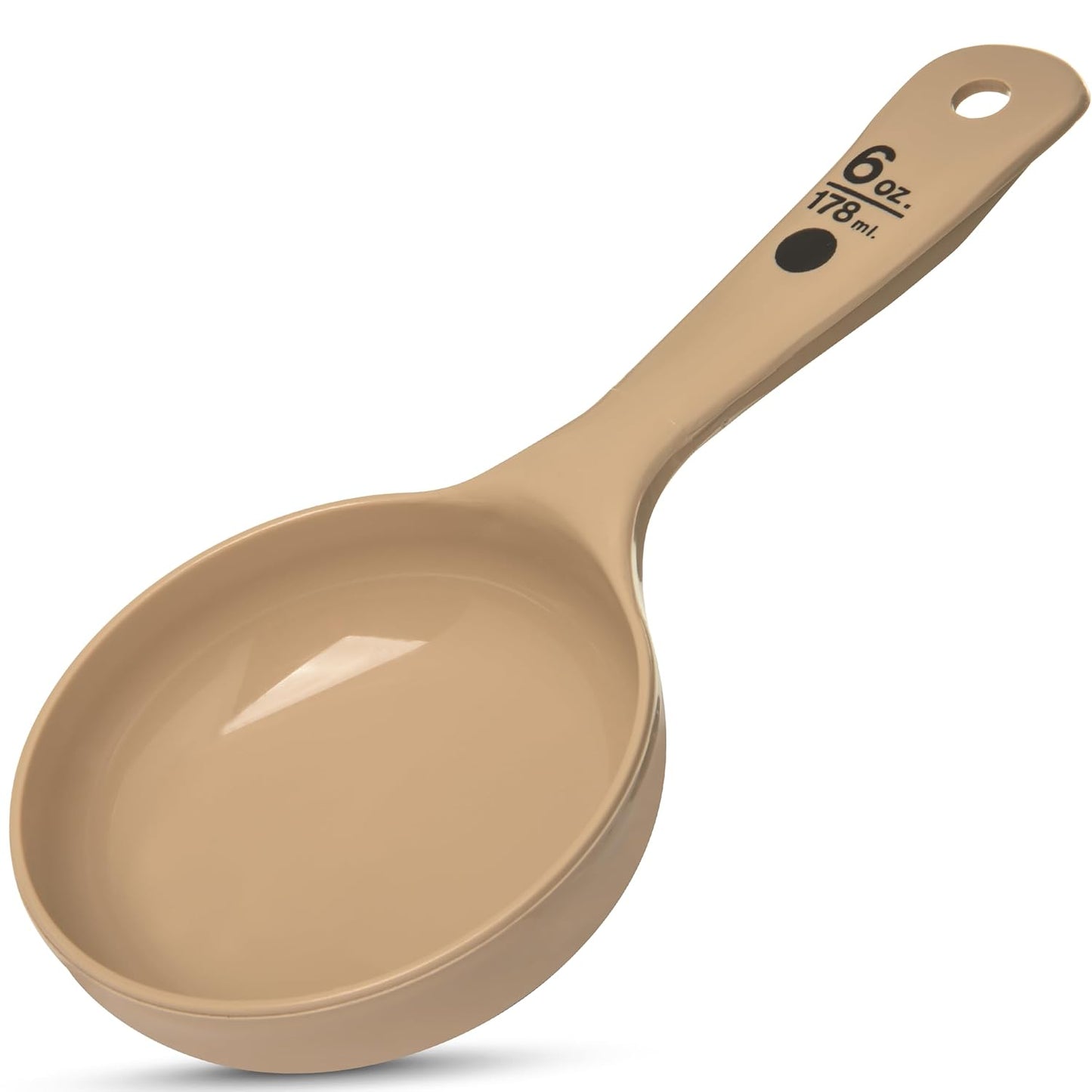 Carlisle FoodService Products Measure Miser Plastic Measuring Spoon with Short Handle, 6 Ounces, Beige