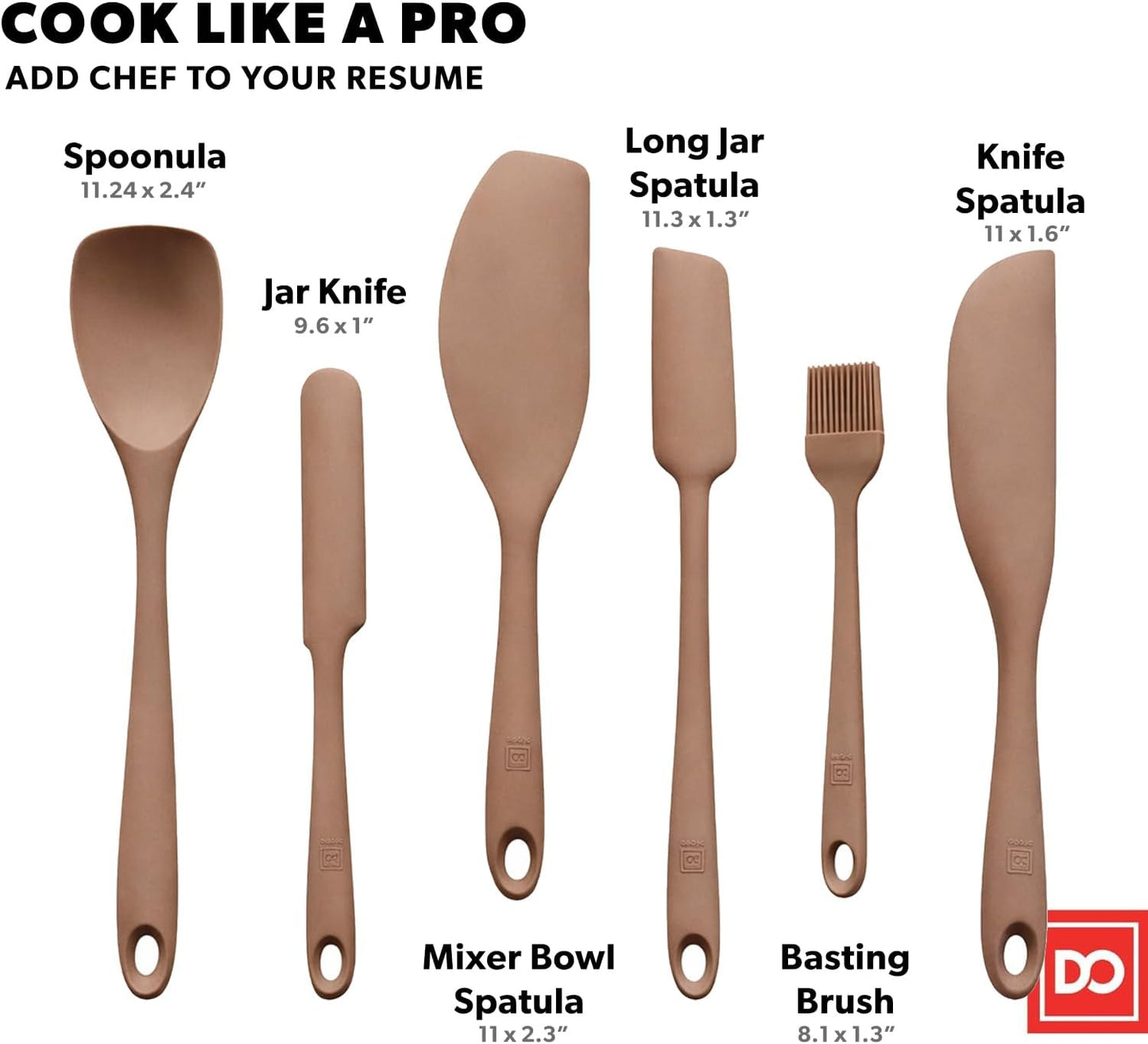 All New DI ORO 6-Piece Silicone Spatula Set - Rubber Kitchen Utensils for Baking, Cooking & Mixing - Heat-Resistant 600°F BPA Free Spatulas for Nonstick Cookware - Dishwasher Safe (Black)