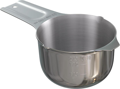 Color Up 2 Cup Measuring Cup, 480ml Stainless Steel Metal, Easy-Pour Spouts, Engraved Markings, Flat Base, Dishwasher Safe, for Dry and Liquid Ingredients