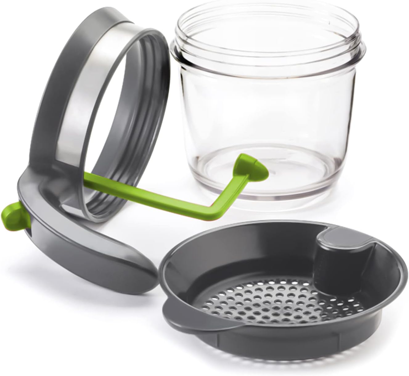 IVYHOME 4 Cups Plastic Fat Separator with Bottom Release, Gravy Separator for Cooking, Soup&Oil Grease Strainer Measuring Cup, Kitchen Gadgets Fat Skimmer Packaged with a Garlic Press