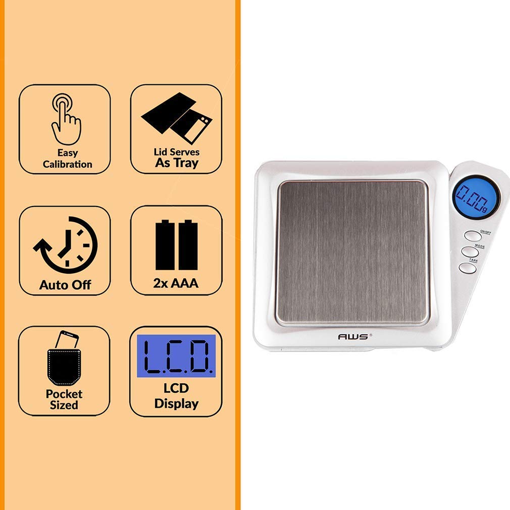 American Weigh Scales Blade Series Digital Pocket Gram Scale 1000g x 0.1g | Precision Mini Scale 0.1g Accuracy, Pocket Scale for Kitchen, Gold, Gems & Coin Scale, Smart Digital & Compact Scale
