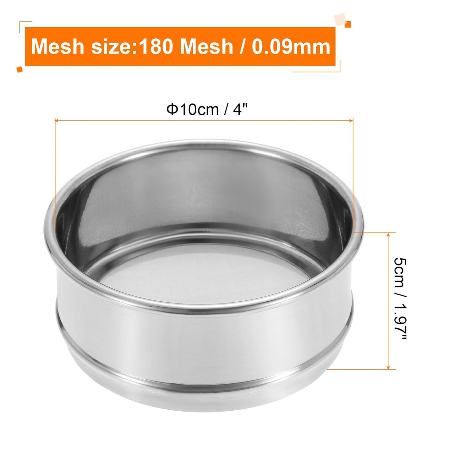 PATIKIL 150 Mesh Lab Sieve, 4" Diameter Test Sieve 304 Stainless Steel Wire Cloth (0.1mm) for Industrial Laboratory