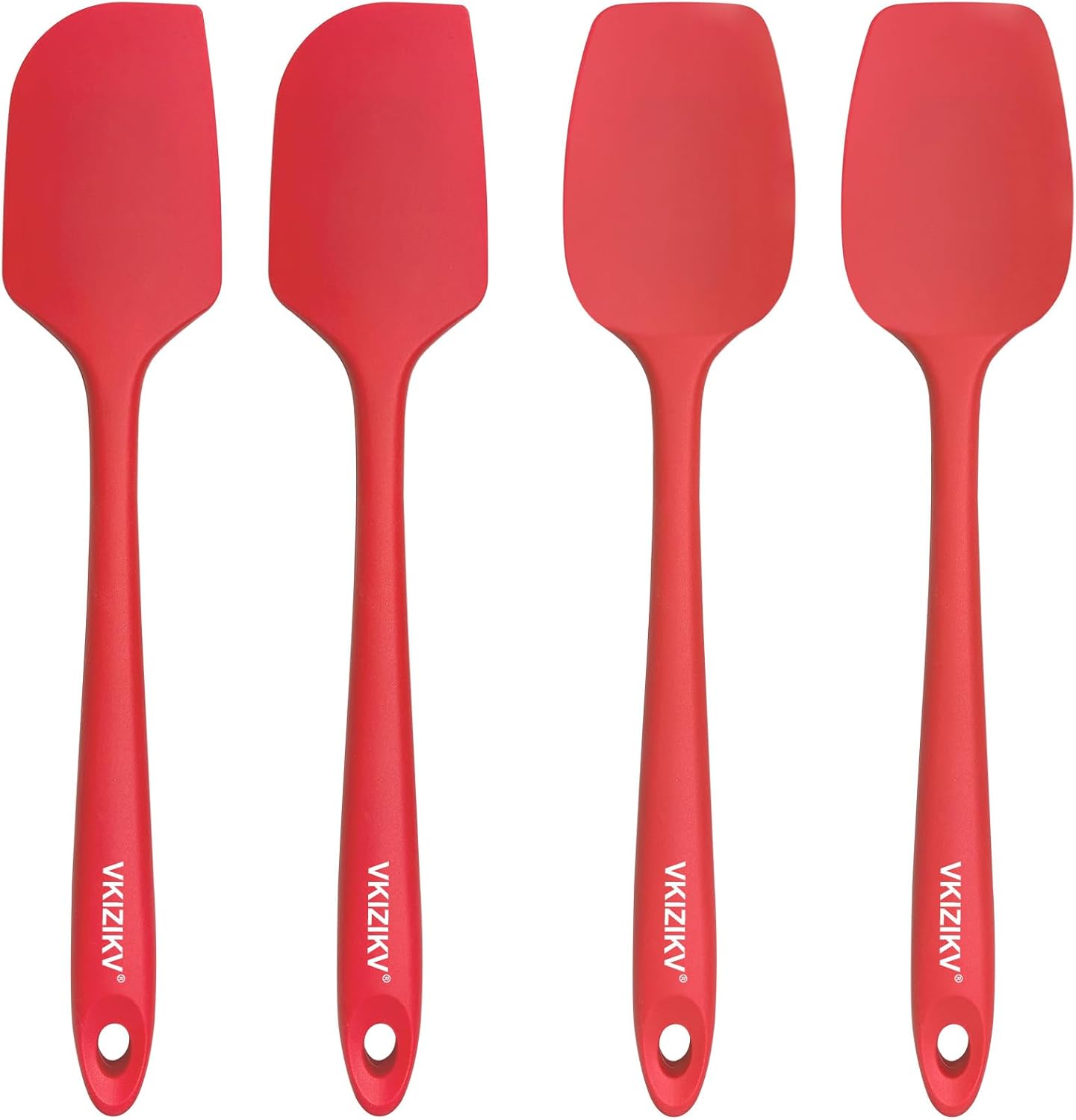 4 Pack Silicone Spatulas, 11.4 In, High Heat Resistant, BPA Free Rubber Spoon Spatula Set for Cooking, Baking, Mixing, Flexible Kitchen Utensils for Nonstick Cookware, Seamless (Blue)