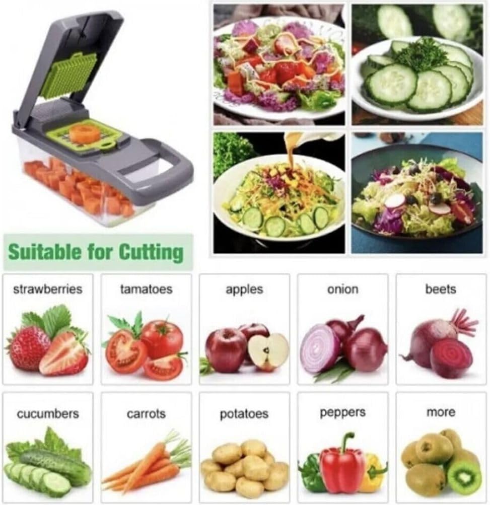 14 In 1 Fruit Vegetable Slicer Cutter Food Onion Veggie Dicer Chopper Kitchen