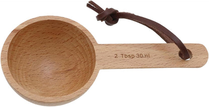 30ml Wood Measuring Spoon and Scoop Wooden Tablespoon 30ml Measuring Scoop 2 TBSP Retro Coffee Spoons for Dry Ingredients Ground Tea Spice (Wood Color, 2TBSP)
