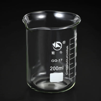 PATIKIL 10ml Low Form Glass Beaker, 3.3 Borosilicate Glass Graduated Printed Scale Measuring Cups with Spout for Kitchen Lab Liquids Transit Boiling