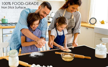 Standard Silicone Mat,Black Baking Mat-Food Grade Kids Dinner Table Placemat Non Slip Counter Mat with Raised Edges Heat Resistant Mat for Air Fryer Nonstick Pastry Dough Mat(1 Pack 23.6'' x 15.7'')