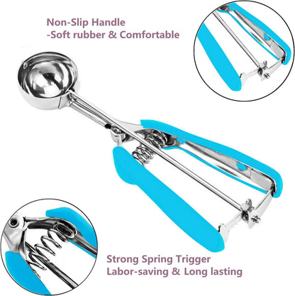 Ice Cream Scoop, 18/8 Stainless Steel Cookie Scoop, Cookie Scoops for Baking, 2 Tbsp/ 30 ml/ 1 oz Cookie Dough Scoop, Ice Cream Scooper with Trigger Release, Cookie Scooper for Baking