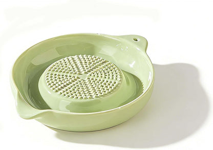 2 Pcs DelloidMaz White Ceramic Grater Plate for Ginger, Garlic, Onion, Cheese, Lemon, Chocolate, Vegetables and Fruits for Kitchen (2 Pcs, White)