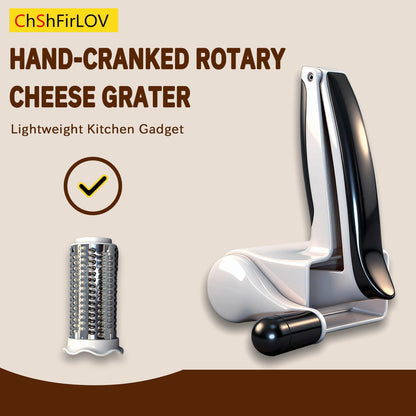 Classic Rotary Cheese Grater,Hand Crank Cheese Shredder- Vegetable, Chocolate, Hard Cheese & Nut Grater – White