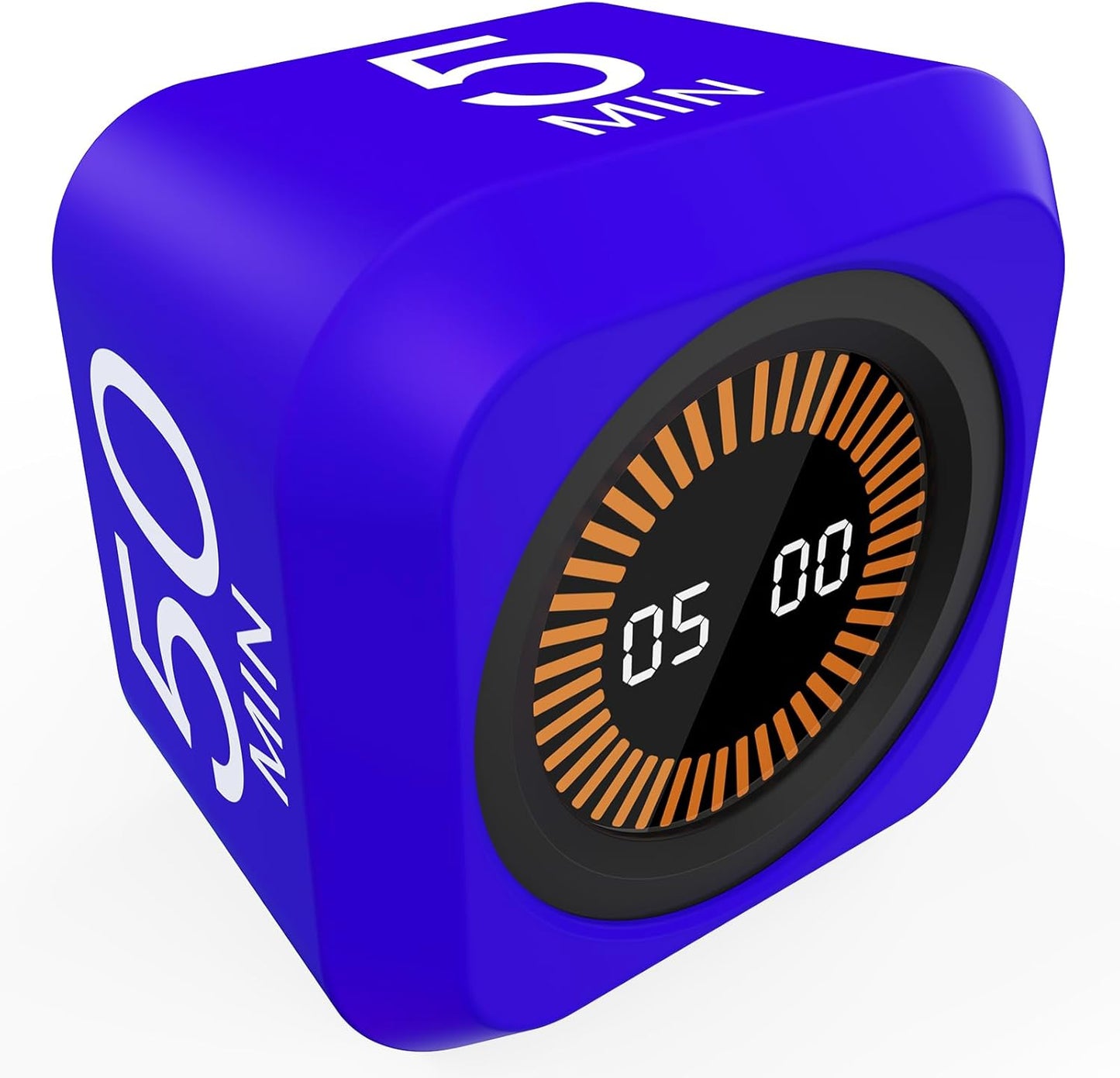 Rotating Cube Pomodoro Visual Timer 5, 25, 10 50 Minutes Preset, Rechargeable Desk Productivity Flip Custom Countdown Timer w/Silicone Cover, Silent Mode for ADHD Study, Work, School(Orange)