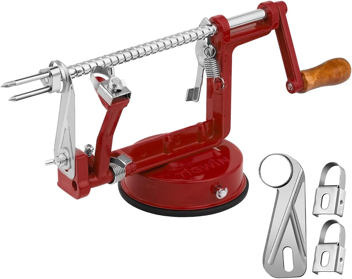 Apple Peeler Corer, Long lasting Chrome Cast Magnesium Alloy Apple Peeler Slicer Corer with Stainless Steel Blades and Powerful Suction Base for Apples and Potato(SpringGreen)