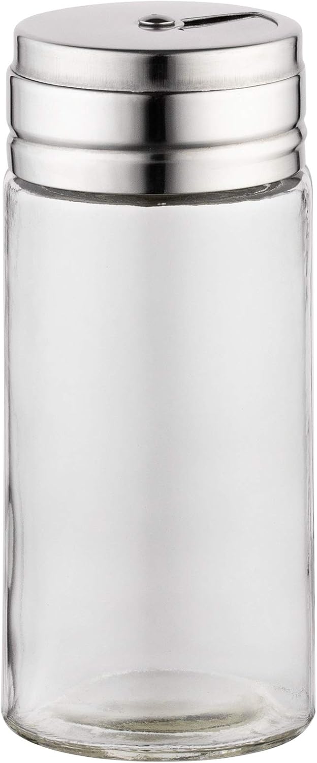 Fox Run 5167 Glass Spice Jar with Stainless Steel Shaker Lid, 6 Ounce, Clear Container for Seasonings, 1 Count (Pack of 1)
