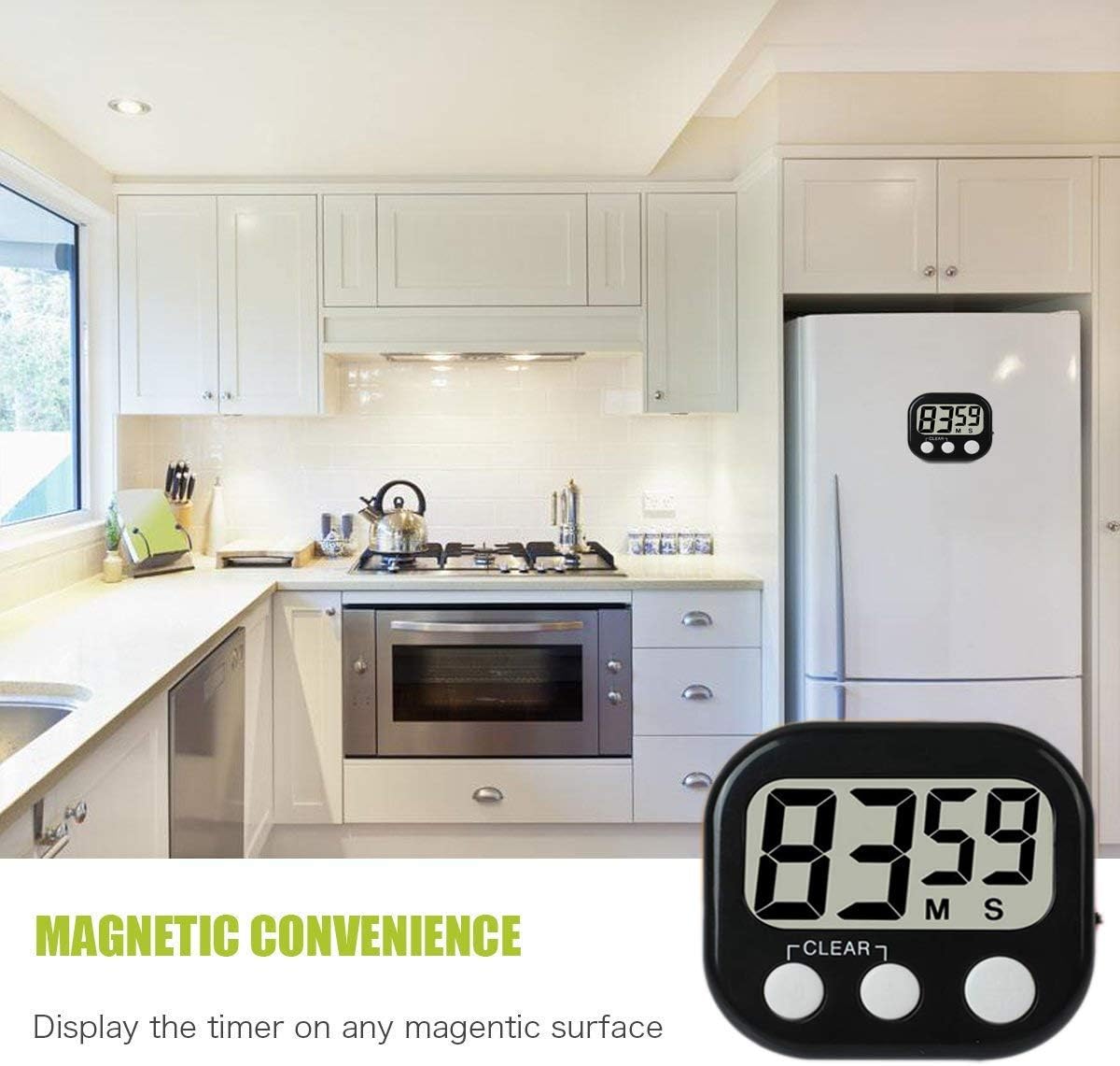 Digital Kitchen Timer, Big Display Screen, Loud Alarm, Strong Magnetic Backing Stand, Cooking Baking Kids Classroom Teacher Game Timers, Minute Seconds Count Up Countdown and Simple Operation(4 Pack)