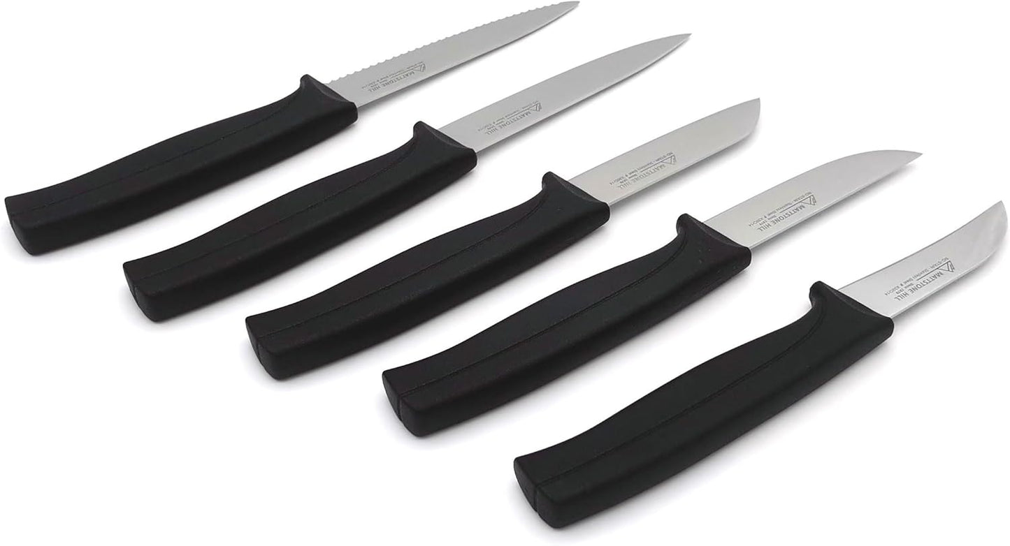 Tomato Knife - MATTSTONE HILL 5 Inch Serrated Kitchen Utility Knife, Serrated Cheese Tools, German X50CrMoV Steel, Red Handle