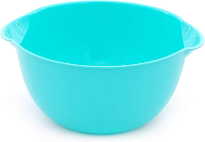 Mintra Home Mixing Bowl w/Colander (Large 4.5L, Red) - For Washing & Draining Fruits And Vegetables - Heavy Duty Plastic for Baking, Cooking Supplies - Dishwasher Safe