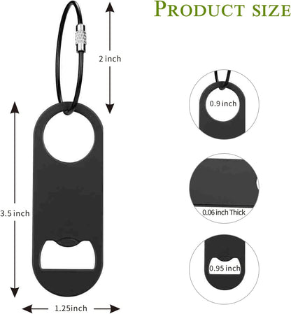 5 PACK Stainless Steel Flat Bottle Opener with Keychain- Bar Key-Beer Bottle Opener for Kitchen, Bar or Restaurant（Black）