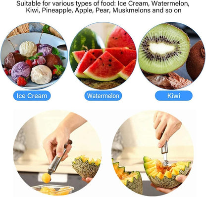 Double-Sided Fruit Melon Baller Spoon, 2 in 1 Stainless Steel Scoop Cutter 20cm