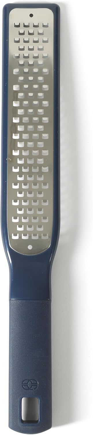 Calphalon Prime Stainless Steel Handheld Grater Lemon Zester W/Cover & Rubber Handle - Navy Blue