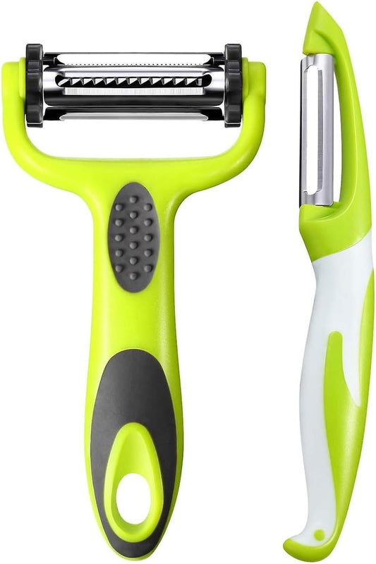 3 in 1 Julienne Peeler Fruit and Vegetable Peeler with Non-Slip Handle Ideal for Peeling Potatoes, Carrots and Various Fruits and Vegetables