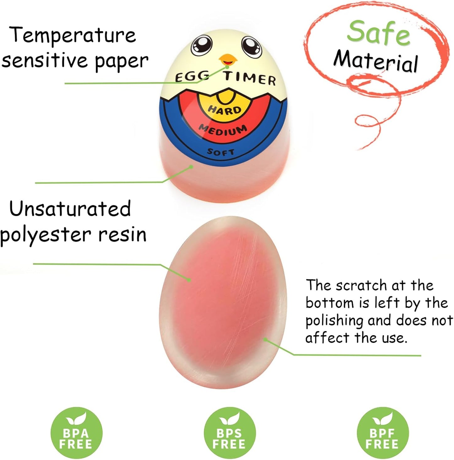 Lasubst Egg Timer for Boiling Eggs that Changes Color When Done, Tricolor
