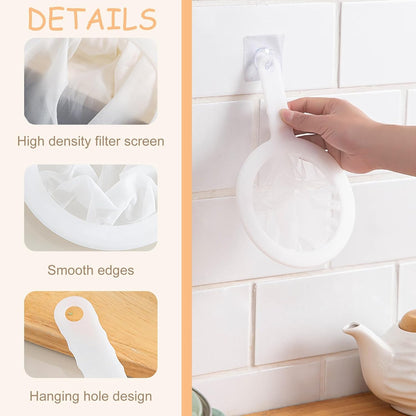 Fine Mesh Strainer with Handle, Nylon Filter Sieve for Kitchen Use, Ideal for Coffee Soy Milk Yogurt Juice Filtering (200Mesh-2PCS)