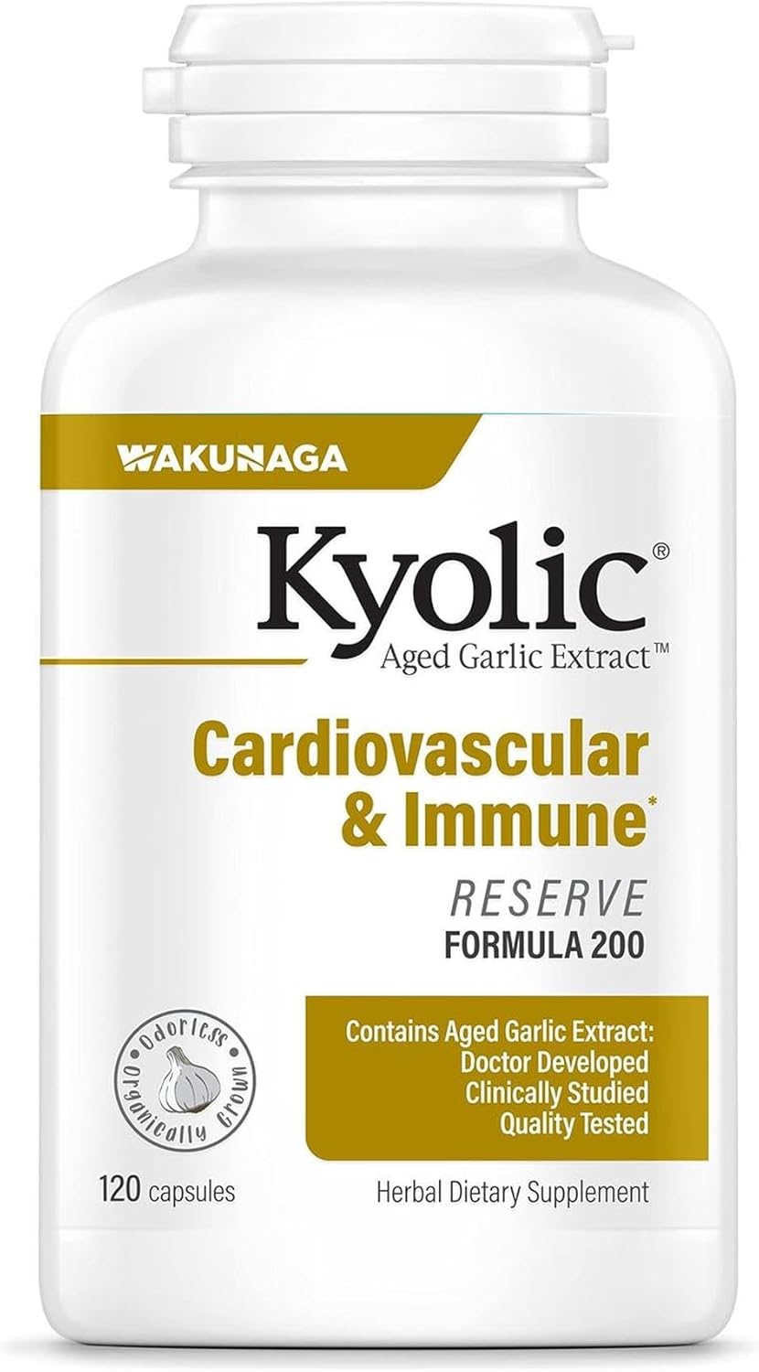 Kyolic Aged Garlic Extract Formula 200, Cardiovascular & Immune*, Reserve, 60 Capsules