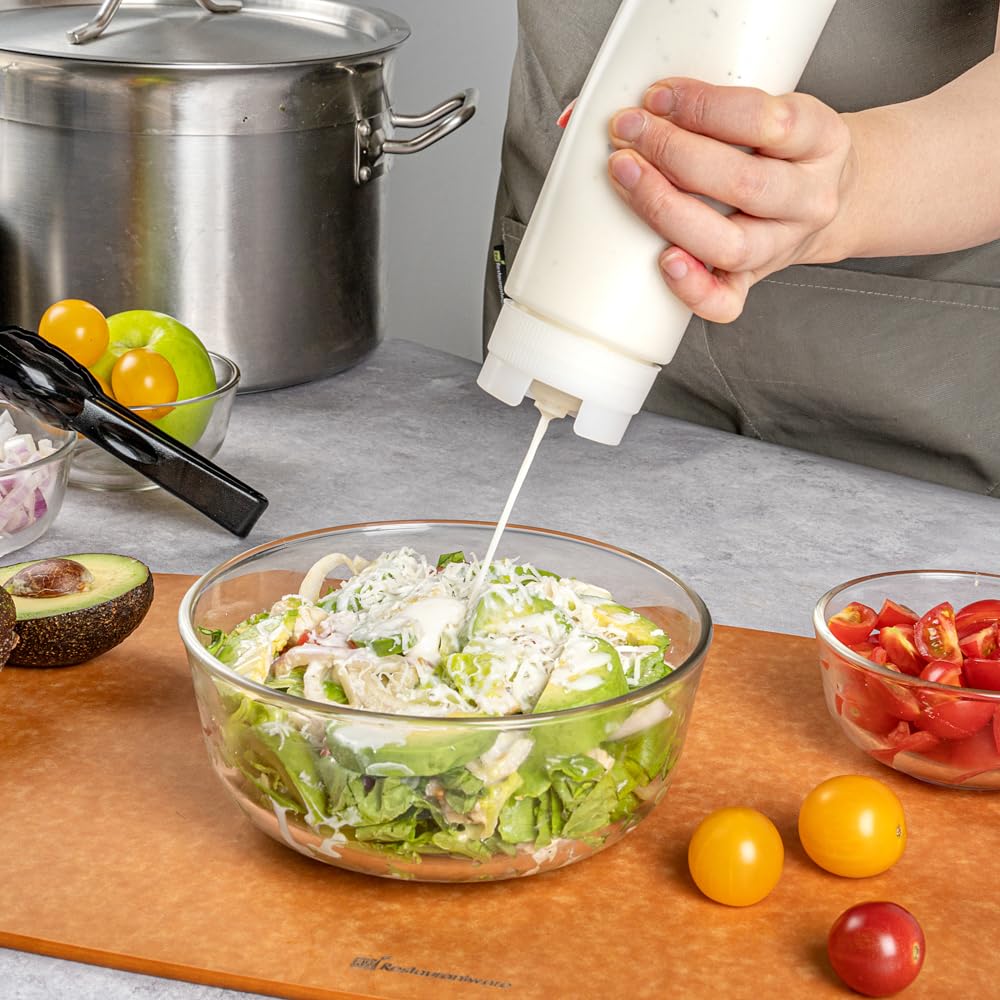 Restaurantware 32oz. FIFO Inverted Plastic Squeeze Bottle with Refill and Dispensing Lids - First In First Out - Perfect for Restaurants Catering and Food Trucks - 1ct box