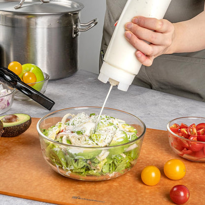Restaurantware 32oz. FIFO Inverted Plastic Squeeze Bottle with Refill and Dispensing Lids - First In First Out - Perfect for Restaurants Catering and Food Trucks - 1ct box