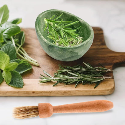 Pottery Herb Stripper Bowl, Small Handmade Resin Herb Stripper, Ceramic Herbs Grinder Pill Crusher Set Parsley Thyme Rosemary, for Pill Crusher, Spice, with Multi Size Holes(Color:Green)