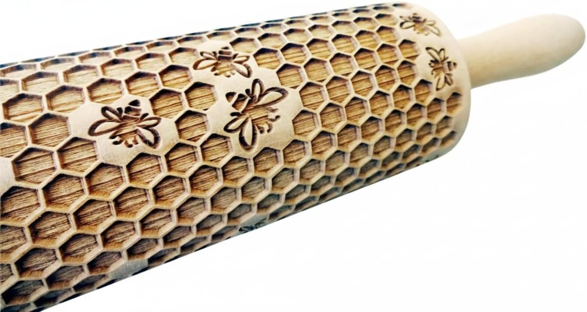 HEARTS EMBOSSING ROLLING PIN WOODEN ROLLING PIN for EMBOSSED COOKIES with LOVE HEARTS