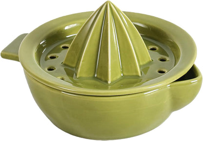 Ceramic Citrus Lemon Orange Juicer Manual Squeezer, Hand Juicer Reamer Rotation Press with 6.8oz Bowl, Strainer Lid, Spout, Handle, Dishwasher Safe, Easy to Clean