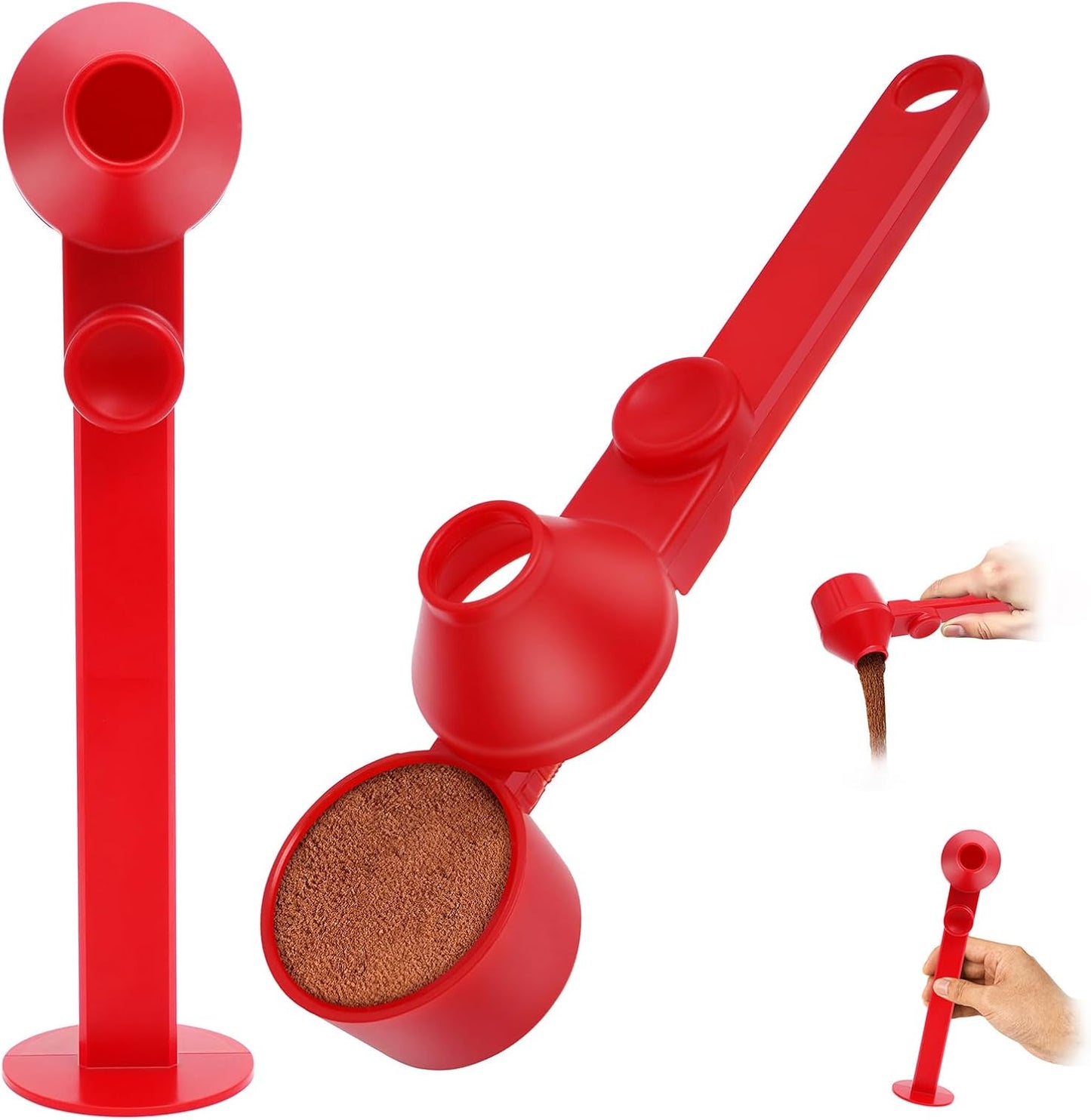 Coffee Scoop 2Tbsp & 51mm Espresso Tamper - BPA-Free PCTG Scoop Funnel, Fits K-Cups, Precise Measuring for Coffee/Protein/Powder/Hot Cocoa & Formula Dispensers (Black 1Pack)