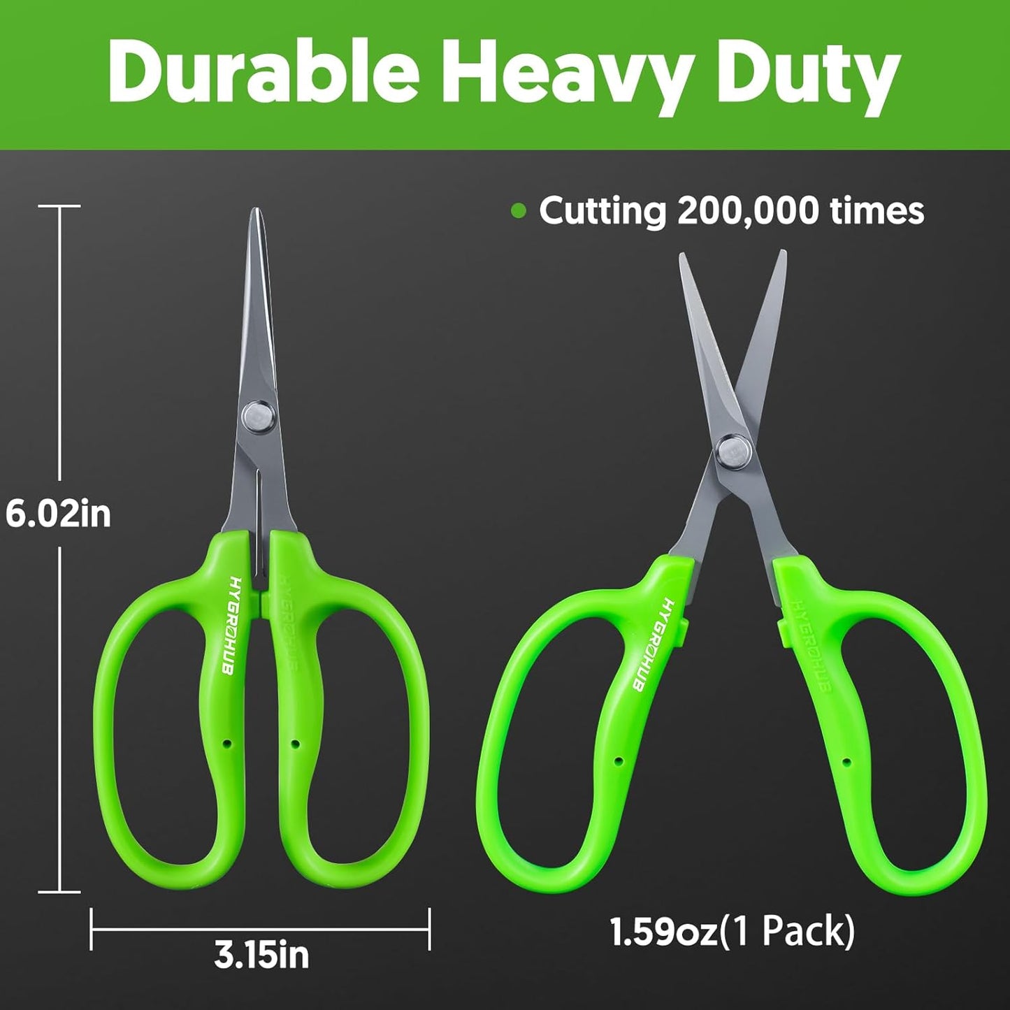 Garden Scissors, 6in Pruning Shears Snips Non-stick Coated Sharp Steel Blades - Gardening Tools Garden Shears for Plants Herb Flowers in Grow Tent and Hydroponics, Curved Blade